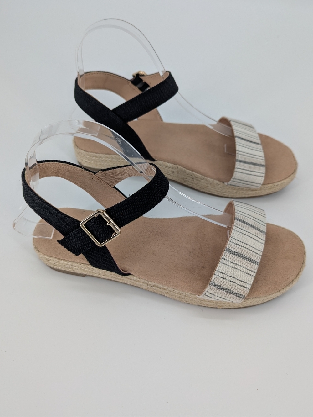 Old Navy Espadrilles Flatform Sandals Stripes Canvas Vacation Beach 7.5M Summer